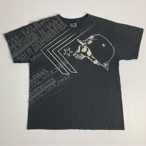 Metal Mulisha T-Shirt Motocross MX Skull Helmet Distressed Faded Black Tee Large